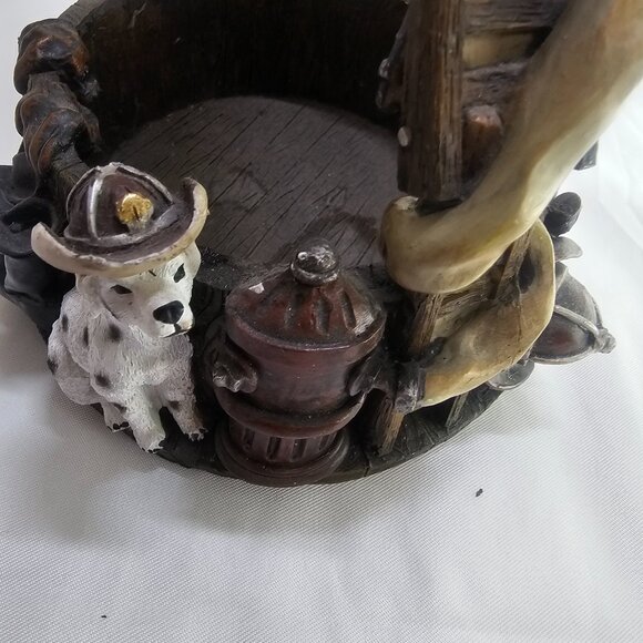 Firehouse Dalmatian Dog Fireman Firefighter Ladder Hose Basket W/ Handle Resin H - Picture 14 of 15